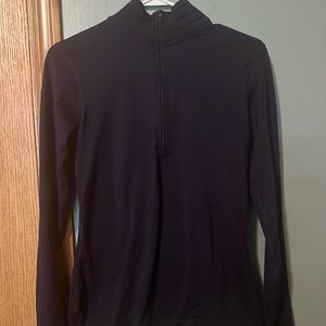 nike zip up jacket, dark purple, stripes on the back